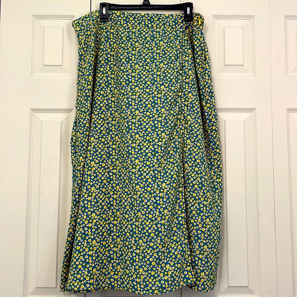 Boho knee length floral high slit skirt plus size